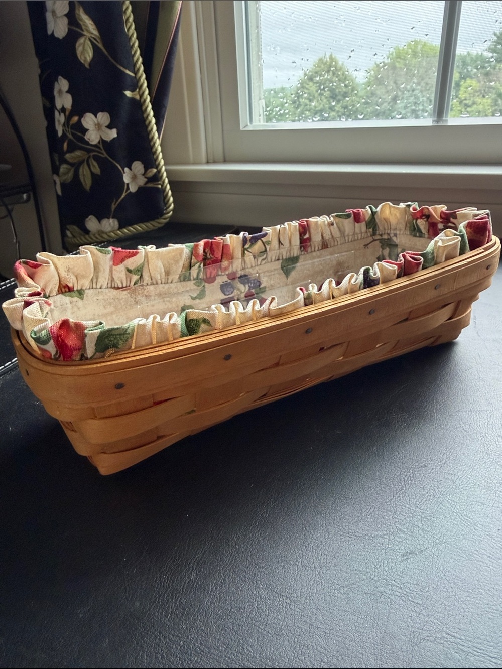 LONGEBERGER Handmade Fruit Print Bread/Cracker Basket w/ Liner
